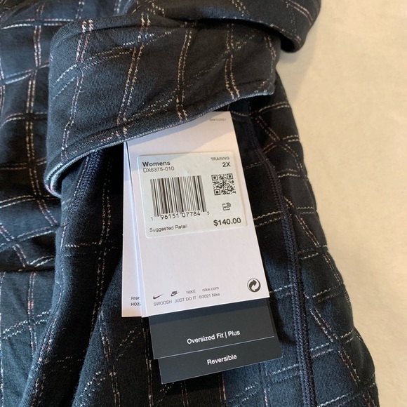 Nike Yoga Therma-FIT Luxe Robe Women's 2X Black Jacquard Tie Front Plaid Quilted - Picture 2 of 7